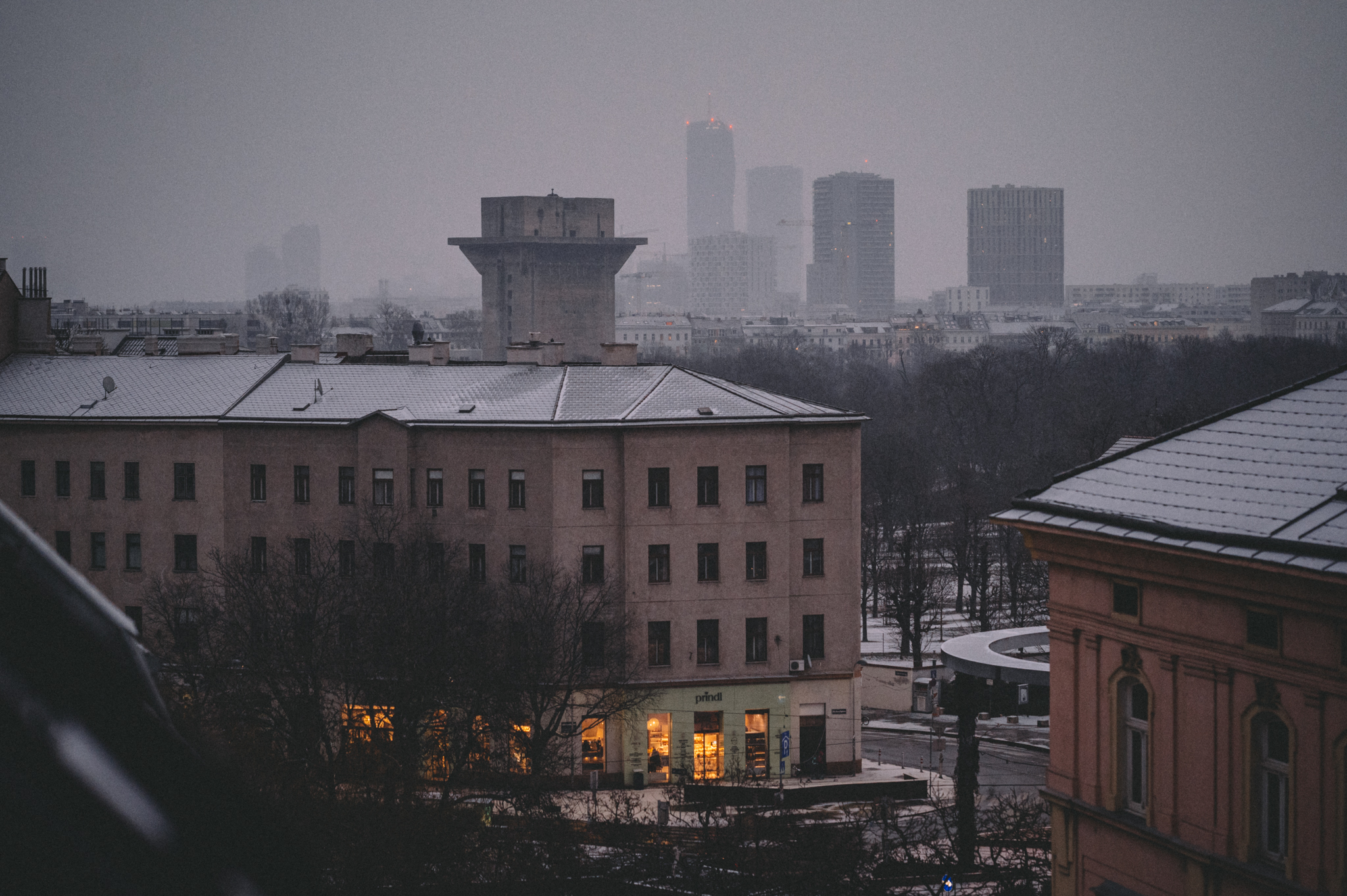 Winterlicher Blick über Wiener Häuser